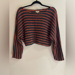 Piko 1988 Striped Orange and Black Crop Top Sweater Women’s Size L